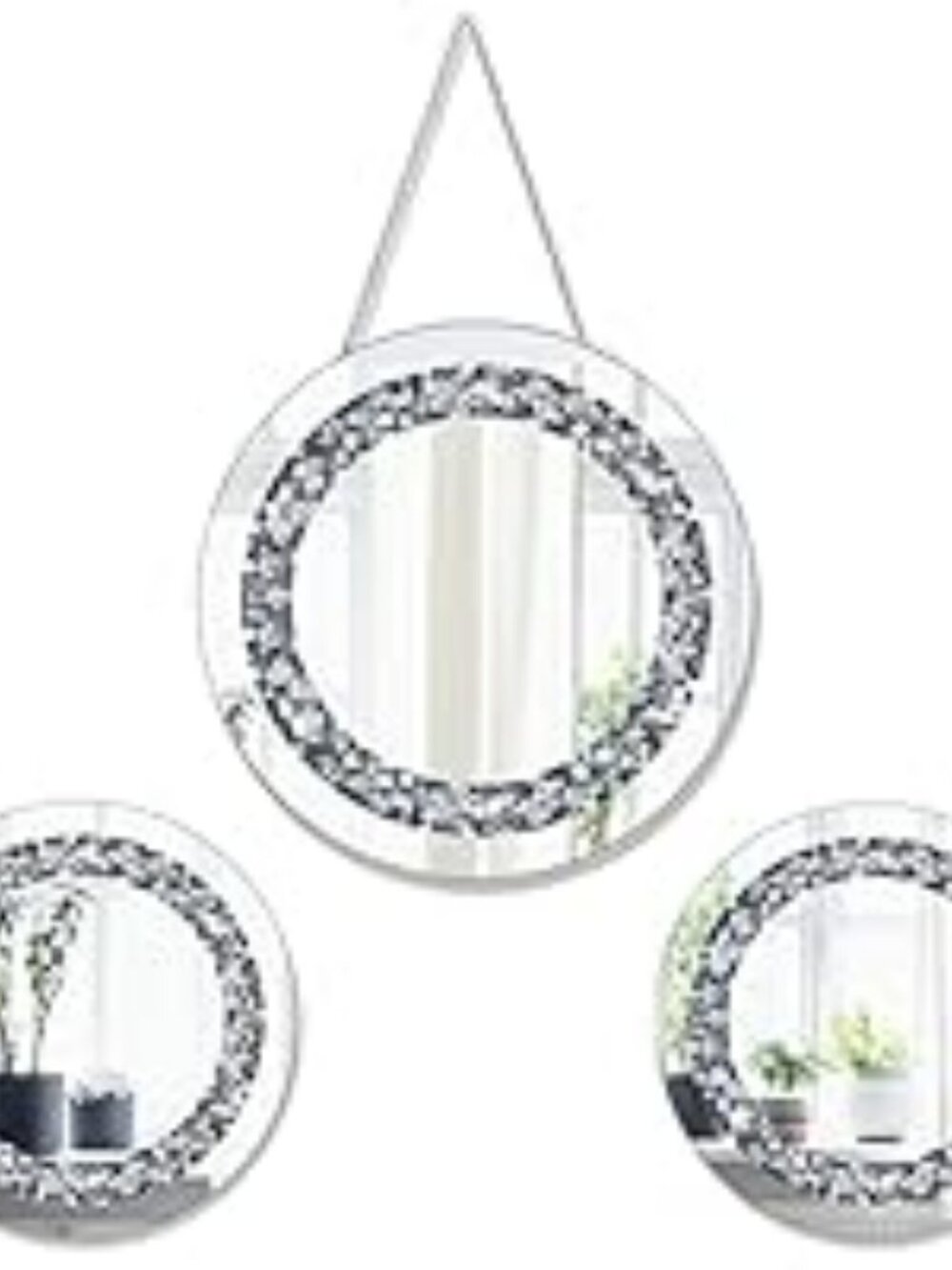 Decorative Diamond Crush Round Mirrors